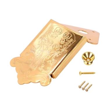 Imagem de KiBcsLic Estandarte para bandolim de 8 cordas, placa de cordas, estrutura fechada, acessório para instrumento musical com capa decorativa. Peça para bandolim, Ouro