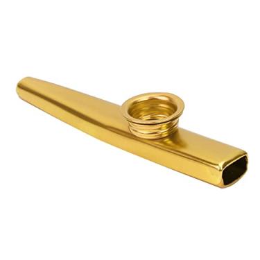 Imagem de XUXHOU Instrumento Musical Kazoo Feito de Liga de Alumínio, Fácil de Aprender, Compacto e Portátil para Viagens de Escoteiros (Ouro)