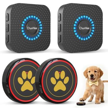 Imagem de ChunHee Campainha de porta de cachorro para treinamento de penico – Campainha de cachorro sem fio para sair, superfície de toque de 4 cm, fácil para cachorros e cães adultos, IP55 à prova d'água