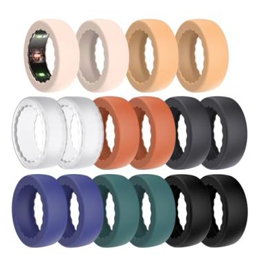 Imagem de BOTOMALL Pacote com 16 capas de anel ultrafinas compatíveis com Oura Ring Gen 4/Gen 3 Horizon/Gen 3 Heritage, capa protetora de silicone macio flexível para malhar na academia