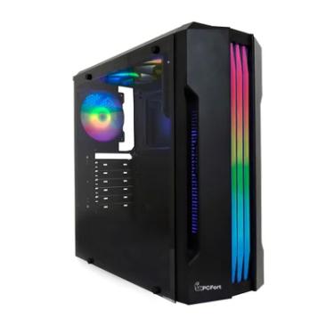 Imagem de Gabinete Gamer Pcfort Lines, Mid Tower, RGB, ATX, Lateral De Vidro, C/ 3 Fans, Preto
