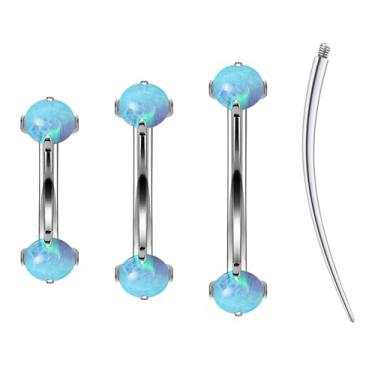 Imagem de Ruifan Piercing de torre de 16 g titânio rosca interna opala curvada barra sobrancelha tragus helix concha lóbulo labret brincos de lábio piercing corporal joias para mulheres homens 6 mm 8 mm 10 mm