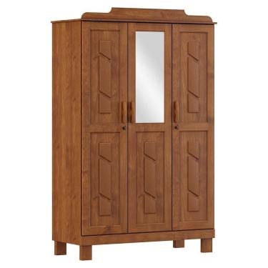 Imagem de Guarda Roupa 3p Espelho Com Aplique 115 Cm 1271 Castanho Milani Store Castanho