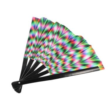 Imagem de Ventilador dobrável portátil de seda LED dobrável 33 cm ventilador dobrável arco-íris ventilador iluminado ventilador de mão com luzes (número 1)