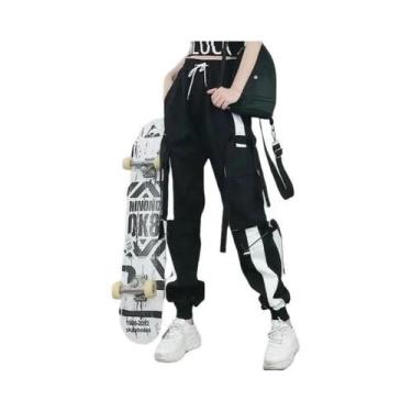 Imagem de Calças Cargo Femininas De Cintura Alta 2023, Calças Jogger Punk Com Bo
