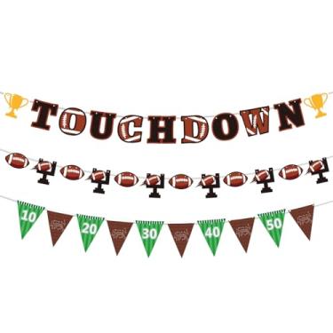 Imagem de Touchdown Futebol Banner, Decorações Futebol Festa com Bandeirinhas Suprimentos Festa Tema Esportes para Jogo Esportivo Aniversário Celebração Tailgate