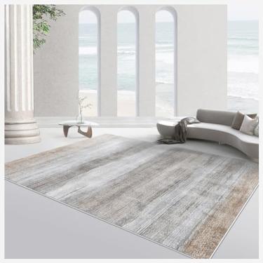 Imagem de Tapetes laváveis à máquina, resistentes à sujeira e fáceis de cuidar para tapetes grandes para sala de estar, tapete espesso antiderrapante para sofá, para quarto, sala de jantar, escritório, cinza