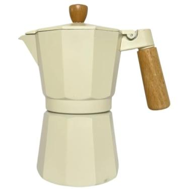 Imagem de Cafeteira Moka Italiana 3 Xícaras Com Cabo de Madeira Café Expresso Gourmet para Cafeteria(Cafeteira branca(150ML）*2)