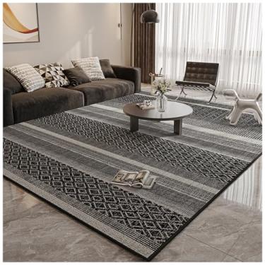 Imagem de SPXMQSS Tapete para quarto, sala de estar com suporte antiderrapante, lavável e resistente à sujeira para quarto, quarto, cozinha, escritório, escritório - preto cinza F 200 x 250 cm