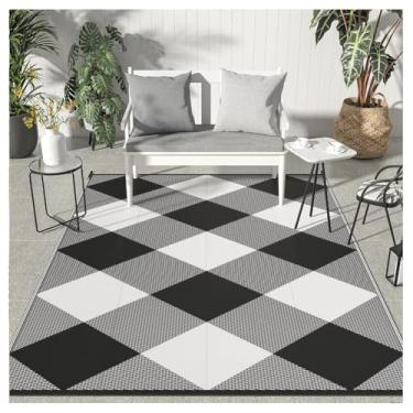Imagem de SPXMQSS Tapete externo para pátios, antiderrapante e fácil de limpar, tapetes grandes para jardim, resistente ao desgaste para acampamento, deck, praia, piquenique, quintal, G 100 x 160 cm