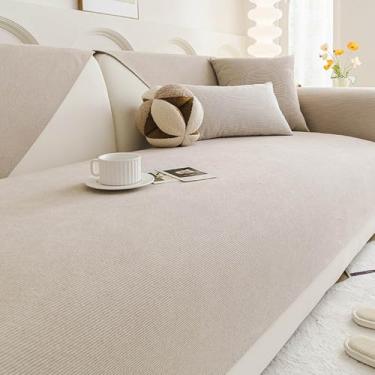 Imagem de HGTRH Capas de sofá para sofá secional em forma de L, à prova de animais de estimação, à prova d'água e laváveis, capas de sofá antiderrapantes para seções com membrana à prova d'água, café 110 x 110