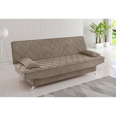 Imagem de Sofa Cama Zenite 3 Lugares Reclinável com 2 Almofadas Soltas Veludo Perola