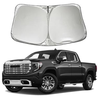 Imagem de SZYUCHEN Para-brisa de carro para-sol compatível com GMC Sierra 1500 2500 HD 3500 HD SLT AT4 Denali Pickup 2026 2025 2024 2023 2022 2021 2020 2019 acessórios, protetor solar para janela dianteira do