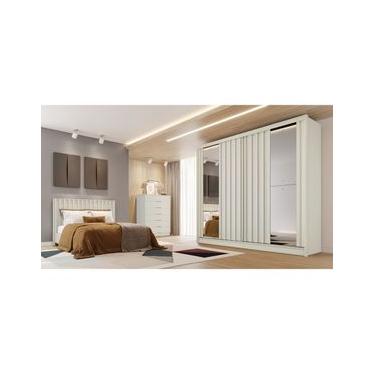 Imagem de Guarda-Roupa Europa Mademarques Córdoba com espelho, 2 portas de correr, 4 gavetas e 15 prateleiras - 226 cm de Largura