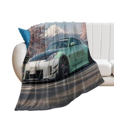 Imagem de HouLaiZhe Cobertor Super Macio Flanela JDM Carro 350z Montagem Fuji Flores de Cerejeira Cobertores de Refrigeração Leve para Sofá-Cama Cadeira Sofá Carro Viagem ao Ar Livre Leve Quente 127 cm x 152 cm