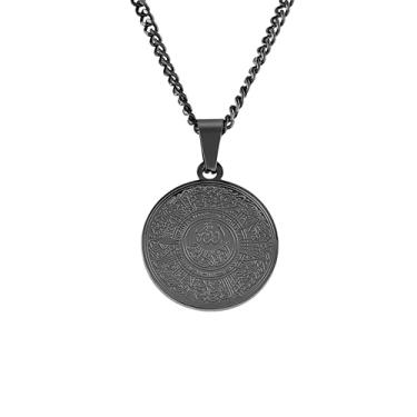 Imagem de ZUDO Colar com pingente Ayatul Kursi – Joias islâmicas – ouro 18K, ouro rosa 18K, ródio prata e aço inoxidável revestido com PVD preto – Cabo de 1 mm ou corrente de freio de 3 mm, 3mm Curb Chain, Aço