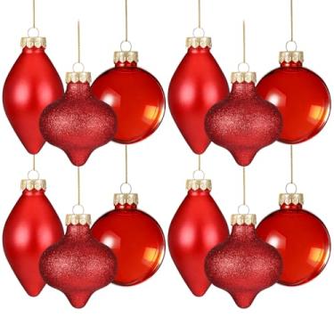 Imagem de HyDren 12 peças de enfeites de bola de Natal de 8 cm conjunto de decorações de árvore de Natal à prova de estilhaçamento, ornamentos decorativos para pendurar para árvore de Natal, casa, festa de