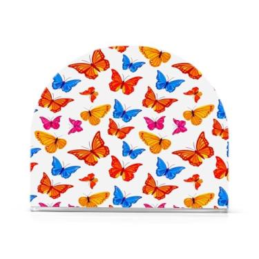 Imagem de Qilmy Suporte de guardanapo, porta-guardanapos de acrílico transparente borboleta para mesa, suporte de guardanapo de coquetel de papel de seda para cozinha, dispensador de guardanapos de jantar para