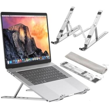 Imagem de Suporte Portátil Ajustável para Notebook até 16 Polegadas | Ergonômico, Dobrável e Antiderrapante | 6 Níveis de Ângulo | Liga de Alumínio Reforçado Anti-Balanço | Ideal para Prevenir Dores nas Costas