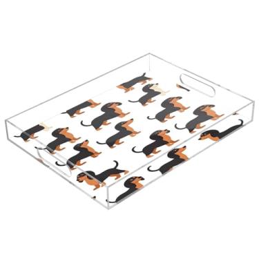 Imagem de STAYTOP Bandeja de servir de acrílico para cães fofa, Dia dos Namorados, 15,7 x 11,20 cm, à prova de derramamento, organizador de bancada para café da manhã, chá, comida, maquiagem