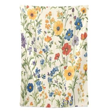 Imagem de STAYTOP Tapeçaria vintage lindas flores silvestres tapeçarias para decoração de casa decoração de dormitório sala de estar quarto tapete de parede (60 × 51 polegadas)