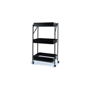 Imagem de Carrinho Organizador Multiuso 3 Andares com Rodinhas, Plástico e Metal, Transparente, 34x21x66 cm