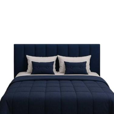 Imagem de Kit 10 Cabeceira de Cama Box Estofada Modular 45x20cm Decoração Para Quarto(AZUL MARINHO,SOLTEIRO - 5 PLACAS)