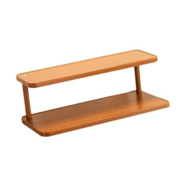 Imagem de Baoblaze Organizador de prateleira de madeira para exibição de colecionáveis, suporte duplo para armário de cozinha, porta-copos, organizador para dormitório e, S
