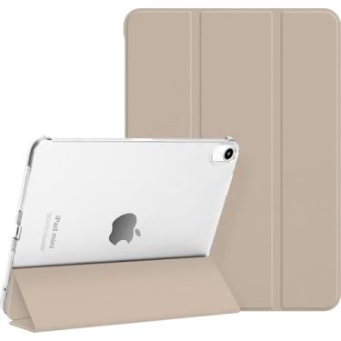 Imagem de Dwopar Capa para iPad mini 7 (A17 Pro), suporte inteligente fino com três dobras para iPad mini 7ª/6ª geração de 8,3 polegadas 2024/2021, capa traseira fosca translúcida de policarbonato rígido com