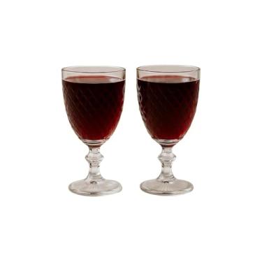 Imagem de Conjunto 2 Taças de Vinho Bico de Abacaxi, Vidro Transparente, 230ml, 16cm Altura, Lapidação Portuguesa