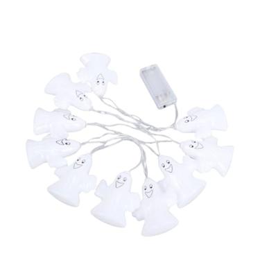 Imagem de Eujgoov Luzes Fantasmas Iluminam Guirlanda Fantasma, Decoração Assustadora de 10 LED para o Halloween, Luzes de Corda Operadas por Bateria para Festas Internas e Externas, Lareira, Varanda e Janela