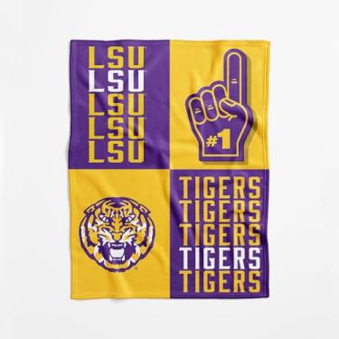 Imagem de Cobertor para bebê NCAA LSU Tigers oficialmente licenciado, 101,6 x 127 cm, poliéster leve e macio, design dominó