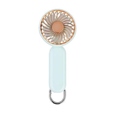 Imagem de Ventilador portátil de mão pessoal recarregável via USB com bateria 1200 mAh pequeno operado por 3 velocidades para uso interno viagens deslocamentos maquiagem escritório