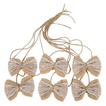 Imagem de Alomejor Laços de Serapilheira, Laço de Renda de Juta Estilo Country para Embrulho de Presente Diy, Conjunto de 6 Peças de Decoração Rústica Artesanal para Festa de Casamento de Natal,