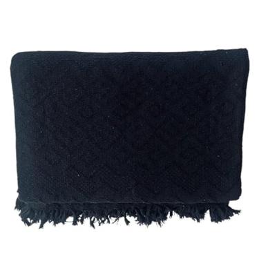 Imagem de Manta de Algodão Grande para Sofá Casal King 3,00X1,80M Grande 2,40X1,80m Pop pequena 2,20X1,50M sua casa(Manta tambaba preta)