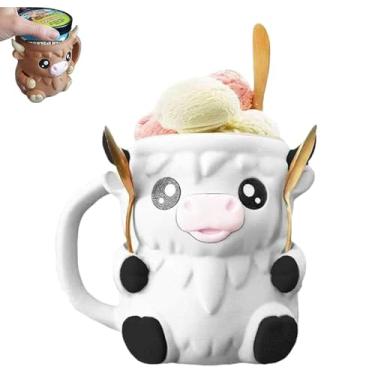 Imagem de Suporte de sorvete de caneca Moo, suporte de lata de cerveja para copo de sobremesa, presente de sobremesa divertido para amantes de vaca e uso no escritório. (vaca leiteira)