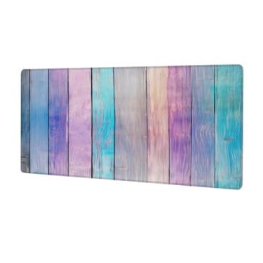 Imagem de Tapete de mouse grande colorido de madeira de praia, impermeável, protetor de mesa estendido, tapete de borracha antiderrapante para escritório, computador, teclado, laptop e mesa de casa, mouse pad