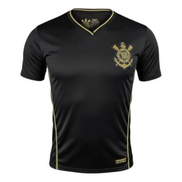 Imagem de Camiseta Corinthians Coimbra, gola V trançador logo bordado,XGG