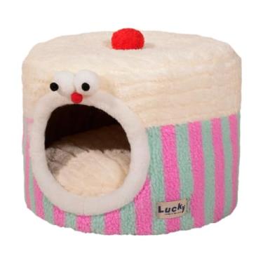 Imagem de Fenteer Cama macia semi-fechada para animais de estimação com almofada removível e lavável, ideal para gatos, cachorros e filhotes. Tenda/caverna/para, L