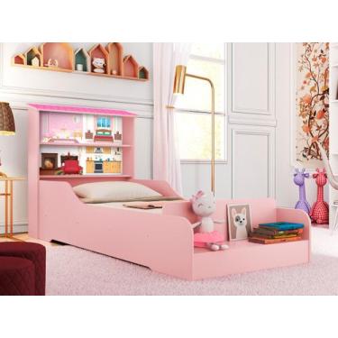 Imagem de Cama Infantil Casa Menina Princesa com Prateleiras e Colchão - Loja Ti