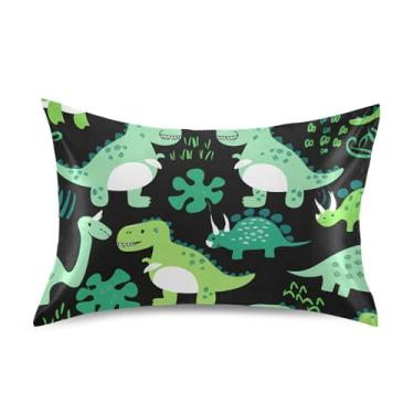 Imagem de Fronhas de cetim estampa refrescante arte fofa rei queen padrão fronhas capa de travesseiro de cama tamanho queen 76.2 cm x 50.8 cm bonito desenho animado colorido dinossauros