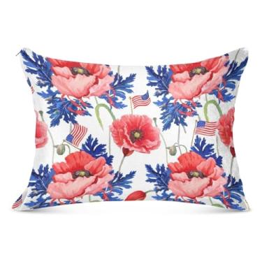 Imagem de Capa de almofada decorativa branca floral vermelha com zíper para o corpo fronha padrão queen king fronhas fofas para cabelo e pele, tamanho king, 51 x 101 cm