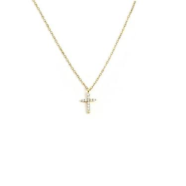 Imagem de Gracayfr Colar Cristão Cruz Zircônia Cúbica Starburst Strass Colar Jesus Crucifixo Banhado a Ouro 14K Pingente FaithHeart Joias Presente Para Mulheres, Cobre, Sem Pedra Preciosa