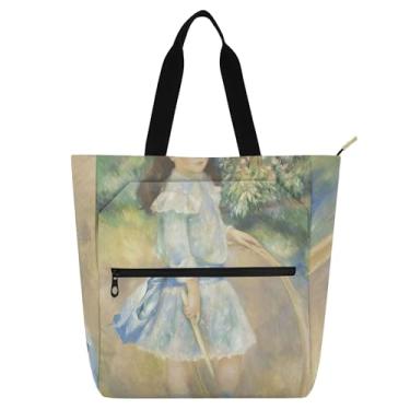 Imagem de Auguste Renoir Estampas Bolsa de Trabalho Infantil para Mulheres Sacola de Lona Praia, Escola, Sacola de Tecido para Amantes de Livros Presente