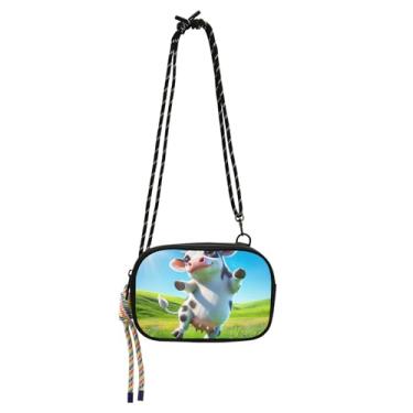 Imagem de TSENQUE Bolsas femininas transversais pequenas bolsa engraçada fofa para celular de vaca com alça bolsas leves bolsas de ombro