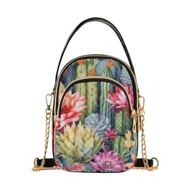 Imagem de Aquarela suculentas em branco bolsas transversais femininas, bolsa transversal de alça longa, bolsa de ombro para mulheres, Flores pintadas em aquarela - 1, One Size