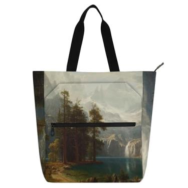 Imagem de GAIGEO Sierra Nevada Albert Bierstadt Sacolas de Trabalho para Pintura Feminina Lona Faculdade Escolar Bolsas Bolsas de Professor com Compartimentos