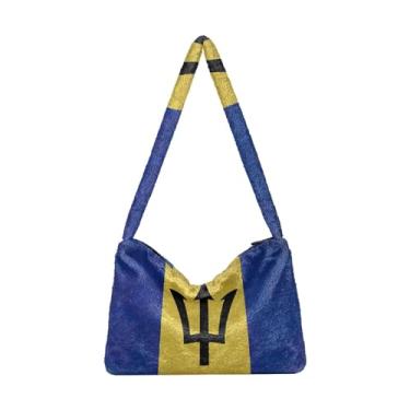 Imagem de Lindas bolsas de ombro femininas para carro, bolsa de pelúcia sob o braço, bolsa feminina para uso ao ar livre, Bandeira nacional de Barbados, One Size