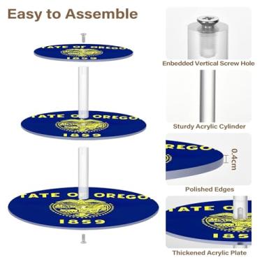 Imagem de Bandeira do estado de Oregon, 3 camadas, suporte de cupcake para festa, copo de acrílico, torre de bolo, bandeja de servir, mesa de deserto, bolo, comida, sanduíche, graduação