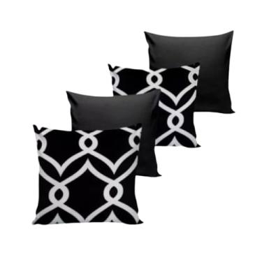 Imagem de KIT COM 4 ALMOFADAS DECORATIVAS CHEIAS PARA SALA QUARTO OU SOFÁ(ELO PRETO&BRANCO)